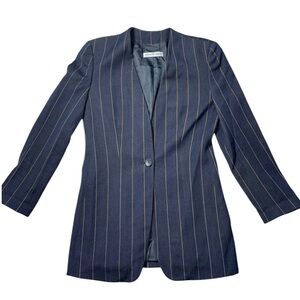 Vintage Emporio Armani Made In Italy Wool Blend Pinstriped Blazer Jacket Size 40